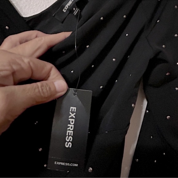 Express Black Sparkle Dress Sz S ✨SEXY, FLATTERING & SIMPLE✨ - Picture 2 of 7